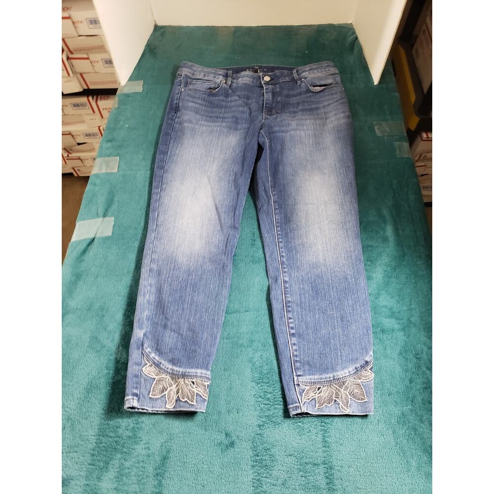 White House Black Market Jeans Size 12 Womens Blue Stretch Pants Skinny Crop